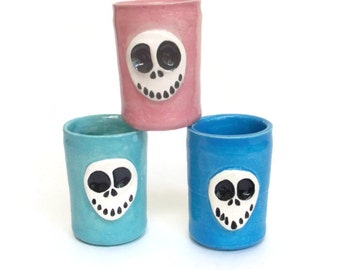 Ceramic Shot Glass Set SKULLY Shot Cups by JMNPottery