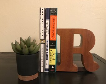 Vintage Wooden Letter, Vintage Bookend, Letter Bookend, Mid Century Bookend, Wooden Bookend, Alphabet Bookend