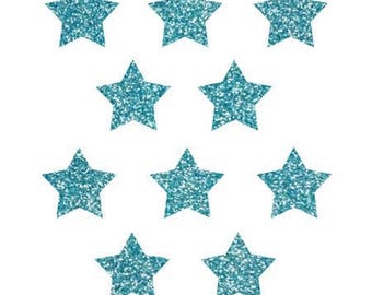 10 little stars clothing blue glittery 15x15mm
