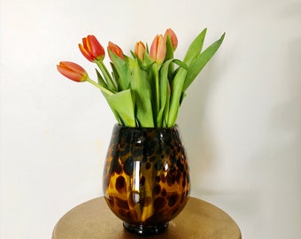 Vintage Tortoise Glass Flower Vase