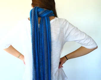 Blue chunky knit scarf. Unique handmade scarves. Knitted scarf. Gift idea for her