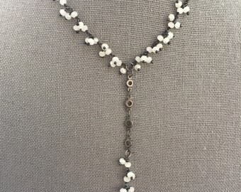 White chalcedony dangle chain necklace