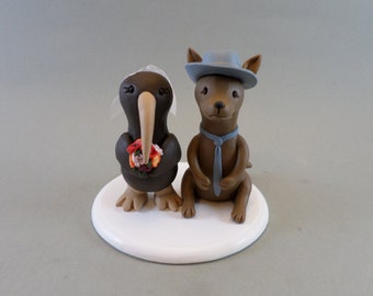 Kiwi & Kangaroo Custom Made Wedding Cake Topper