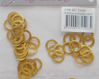 24 entwined wedding rings - textile applique - Golden ref. 72406