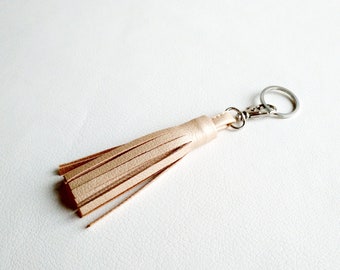 Rose Gold Tassel Keychain Tassel Purse Charm Vegan leather keychain Women gift