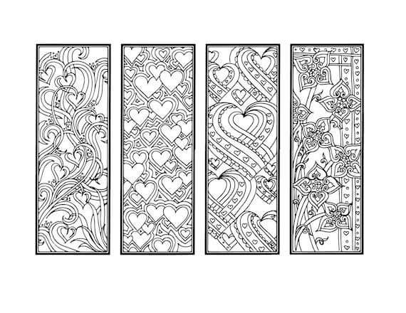 DIY Valentine's Day Bookmarks Printable Coloring Page