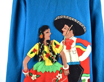 1950's Mexican Tourist Jacket by Cortes || Felted Wool Mexican Folk Jacket || Peasant Jacket