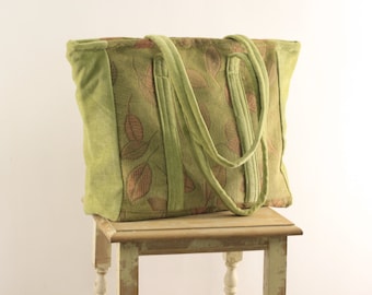 Springtime Green Chenille Carpet Bag