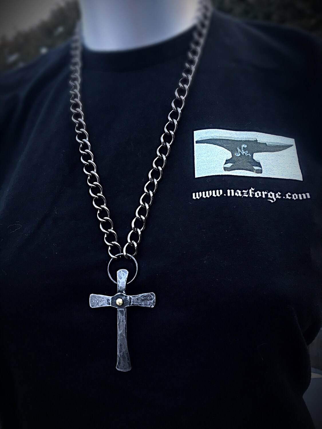 CROSS PENDANT with Chain Necklace Hand by Blacksmith