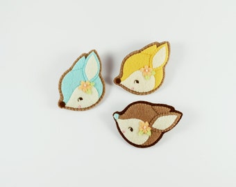 Fawn Brooch / Cute Felt Fawn Brooch / Felt Deer Brooch / Whimsical Deer Felt Brooch / Candy Fawn Pin / Candy Deer Pin / Deer Felt Pin