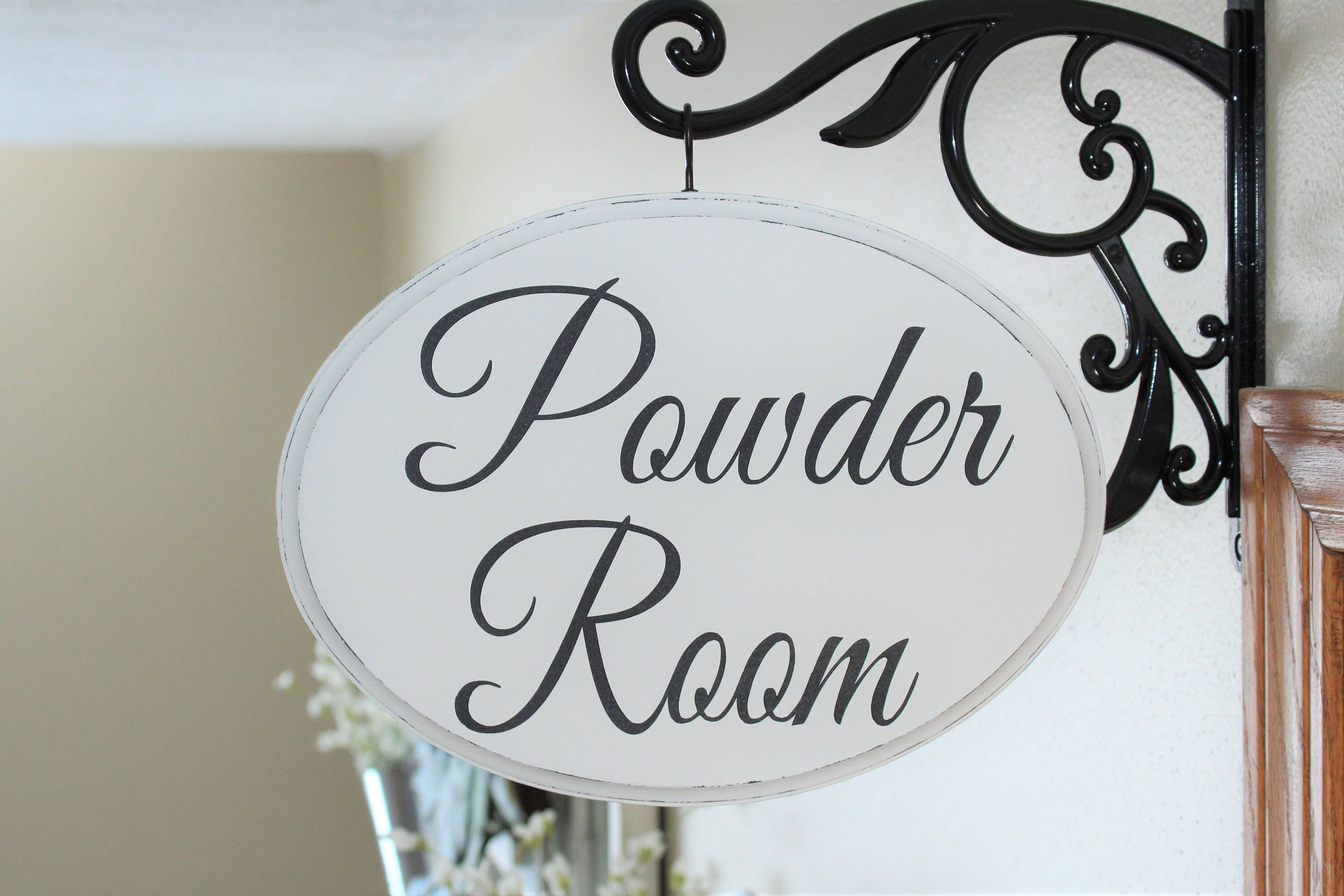 Powder Room Sign French Country Farmhouse Bathroom Decor