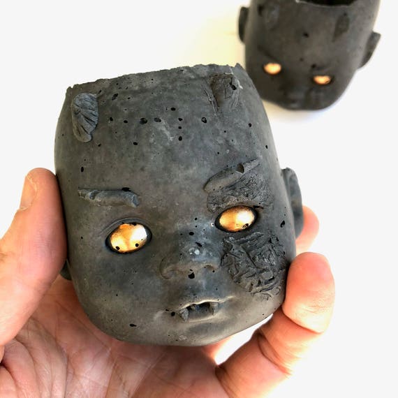 PeaboZombie Baby Doll Head Planter V3.0 (zombie)- Hypertufa