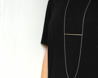 Long necklace in sterling silver bar necklace minimal necklace geometric necklace modern jewelry design necklace minimal jewelry - amejewels