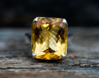 Citrine Ring size 8 - Citrine Ring - Citrine Ring - november birthstone- Citrine Ring beautiful citrine sterling silver - Large Citrine 8