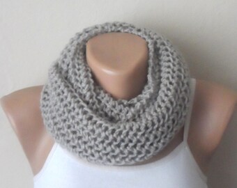 gray knit infinity scarf gray circle scarf loop scarf winter scarf knit scarf woman scarf