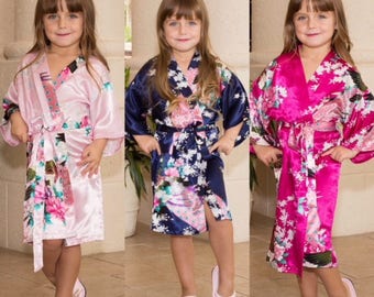 Mini Floral Robes, Flower Girl Floral Robe, Flower Girl Gift, Gift Junior Bridesmaid Robes, Bridesmaids Gifts, Kids Robe, Bridal Party Robes