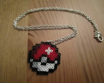 Pixel Art/beading - {Pokemon} - PokeBall necklace