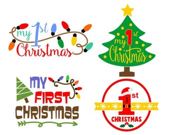 Baby New born First Christmas Monogram Frame Cuttable Design SVG PNG DXF & eps Designs Cameo File Silhouette