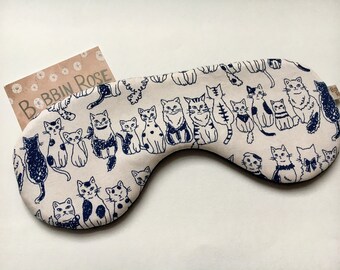Sleep mask / happy cats travel sleep mask / lucky cat/ eye mask / night mask cute happy cat fabric