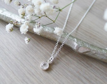 Sterling Silver, Rose Quartz, Necklace, Simple, Stone Necklace, Faceted Rose Quartz, Genuine Rose Quartz, Pink Quartz, Soft Pink, Minimalist