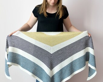 Crochet Triangle Moss Stitch Shawl instant download PDF PATTERN wearable garment triangle scarf top down shawl US terms