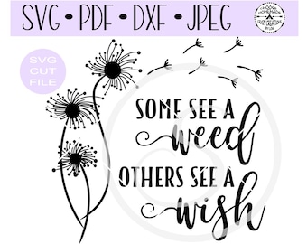 Some See A Weed Others See A Wish Dandelion SVG digital cut file for htv-vinyl-decal-vinyl cutter-craft cutter- SVG - DXF & Jpeg formats.