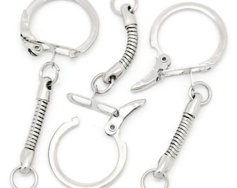 x 4 key chain ring snake chain for less shiny silver metal jewelry making 6 x 2.2 cm
