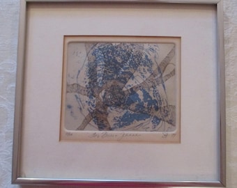 Mid Century S. Acheson Abstract Etching Print Signed & Dated 1974