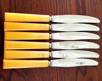 Vintage Forge Craft Butter Knives Table Knife Set of 6 w/ Bakelite Handles