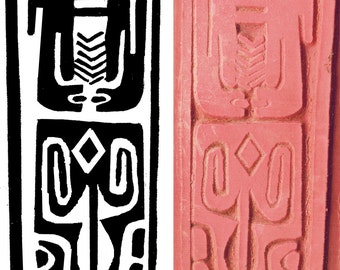 African Tribal Shaman Shield Design Stamp Tool for PMC, Polymer Clay, Textiles & ScrapBooking - African Tribal Shaman Design Stamp Tool