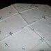 Linen Tablecloth. Hand embroidered Powder Blue Flower Heads, thistles. Scottish design. Square tablecloth