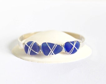 Sea glass bracelet - sea glass cuff bracelet - sea glass jewelry - handmade bracelet - beach glass bracelet - ocean glass bracelet