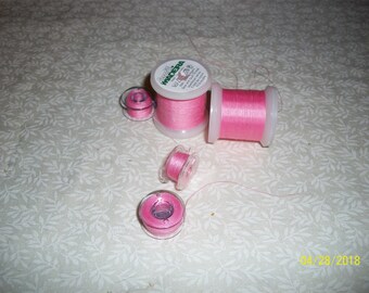Maderia Aerofil thread 2 partial spools, 3 bobbins PINK
