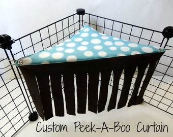 Custom Peek-A-Boo Hideout Corner Curtain - For Guinea Pigs, Hedgehogs, Rabbits, Rats, and more!