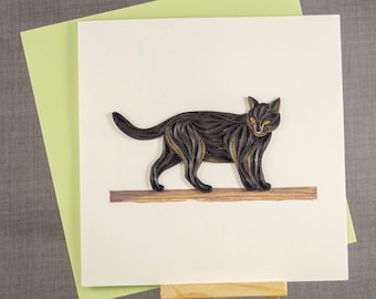 3D Handmade Card Quilling Card Quilled Black Cat Animal Card Paper Quilling