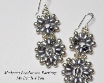 SuperDuo Beadwoven Earrings, Beadwork earrings, Beadwoven Earrings, Beaded Earrings, SuperDuo, Jewelry Gift, Earring Tutorial
