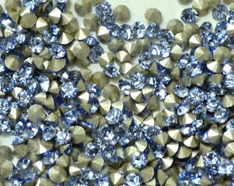 Swarovski Chaton Cut Rhinestones PP21 Light Sapphire Pointed Back Foiled 24 pcs Crystal Clay Jewelry Making Article 1028 First Quality