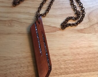 Cedar pendant with glass inlay
