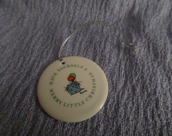 Sandra Boynton Christmas Tree Ornament cat Have yourself a Merry little Christmas 1981 Kitty Claude Meow balloons