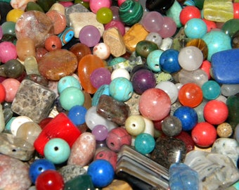 NEW 10oz/per Lot of 6mm-20mm Semi-precious & Gemstones, Natural Stones Assorted mix of Loose lot of Beads ALL DRILLED