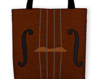 VIOLIN VIOLA CELLO Carryall Tote, Classical String Family Reusable Fabric Bag