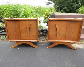 Mid Century Atomic Space Age Walnut Side Tables/Stands