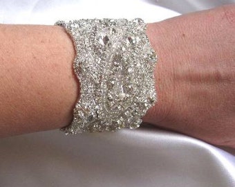 Wedding Bridal Beaded Bracelet Cuff
