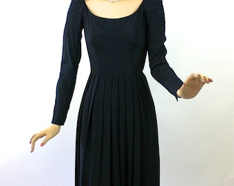 Vintage 50s Ceil Chapman Dress Black Rayon Faille Dinner Evening Dress Bust 34