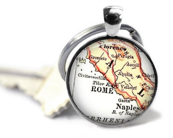 Rome, Italy Map Keychain, Custom Italian key chain, Naples, Florence Personalized Gift, Gift Idea, Italy Keychains, Birthday Gift, A186