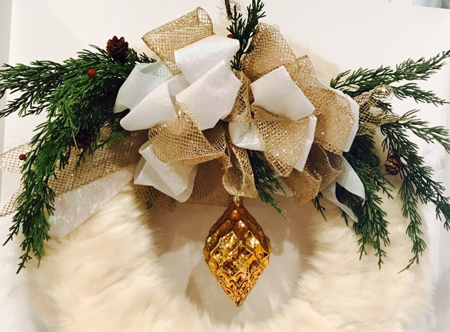 White fur Christmas wreath