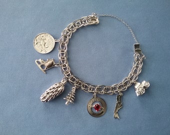 Vintage Sterling Silver Charm Bracelet with 7 charms