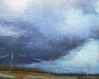 Storm Painting | Stormy Landscape Oil | Daily Painting | Coastal Collision II by Carol Schiff | 11x14 Palette Knife Landscape