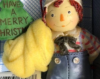 SUMMERSALE Vintage Raggedy Andy Kurt Adler Christmas Ornament Hand Painted Resin