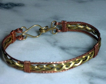 Copper and Brass Braided Bracelet